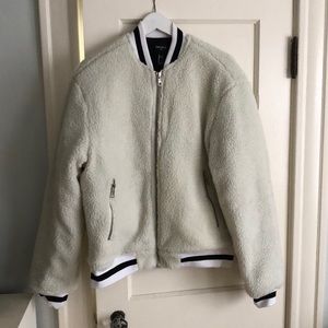 White Fuzzy Bomber Jacket